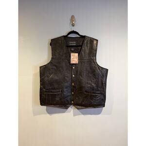 Navarre Leather Company Genuine Leather Vest Black 2X